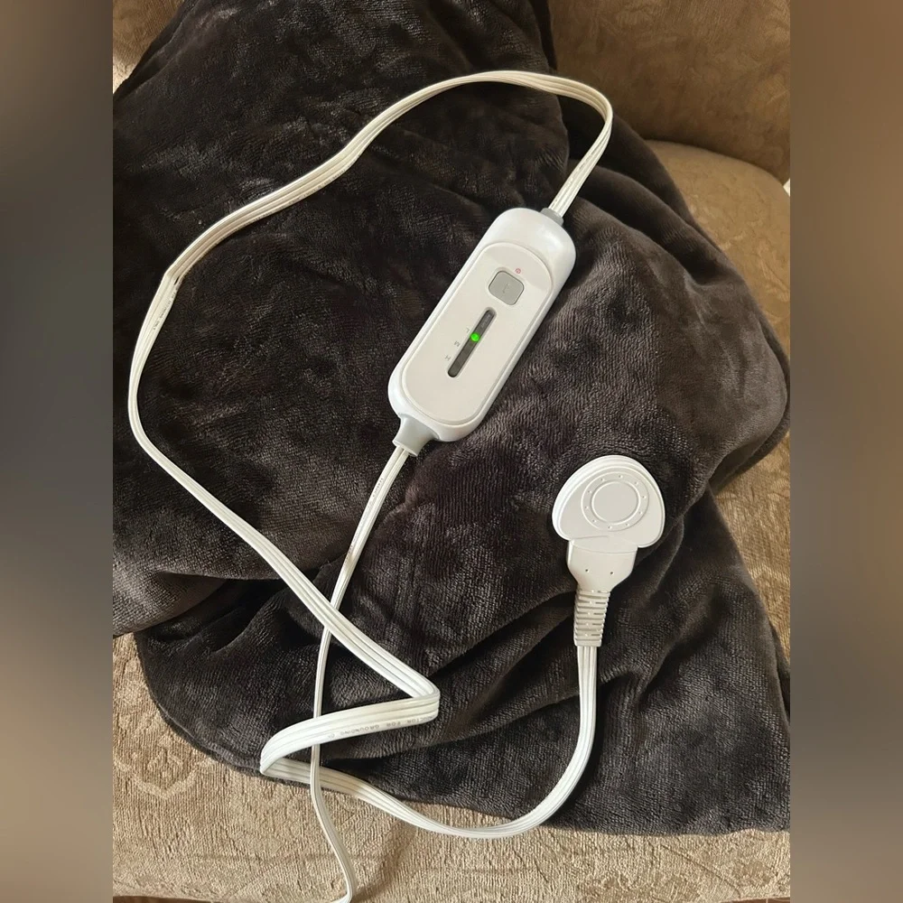 Dark Brown Electric Heated Throw Blanket Plush Microplush Heat Control 54x60